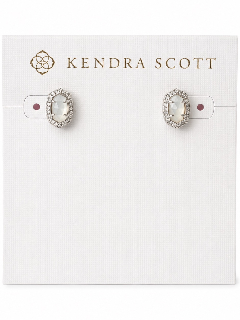 Kendra Scott Cade Stud Earrings Rhodium White Mother of Pearl NWT $75 MSRP